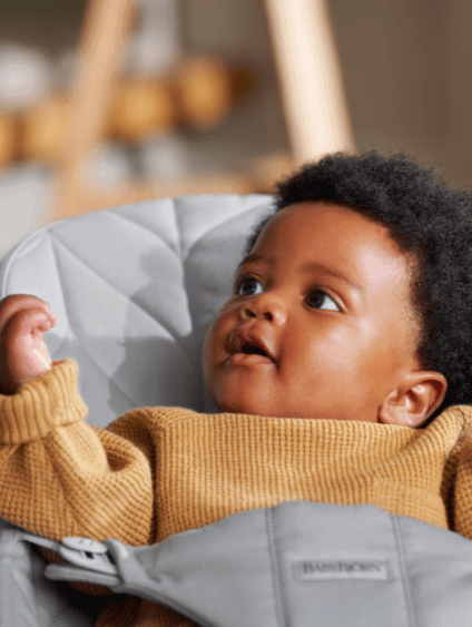 Babybjorn Bouncer Bliss, Light Grey Cotton Petal Quilt