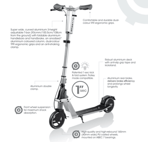 Globber One K165 BR Scotter - Titanium
