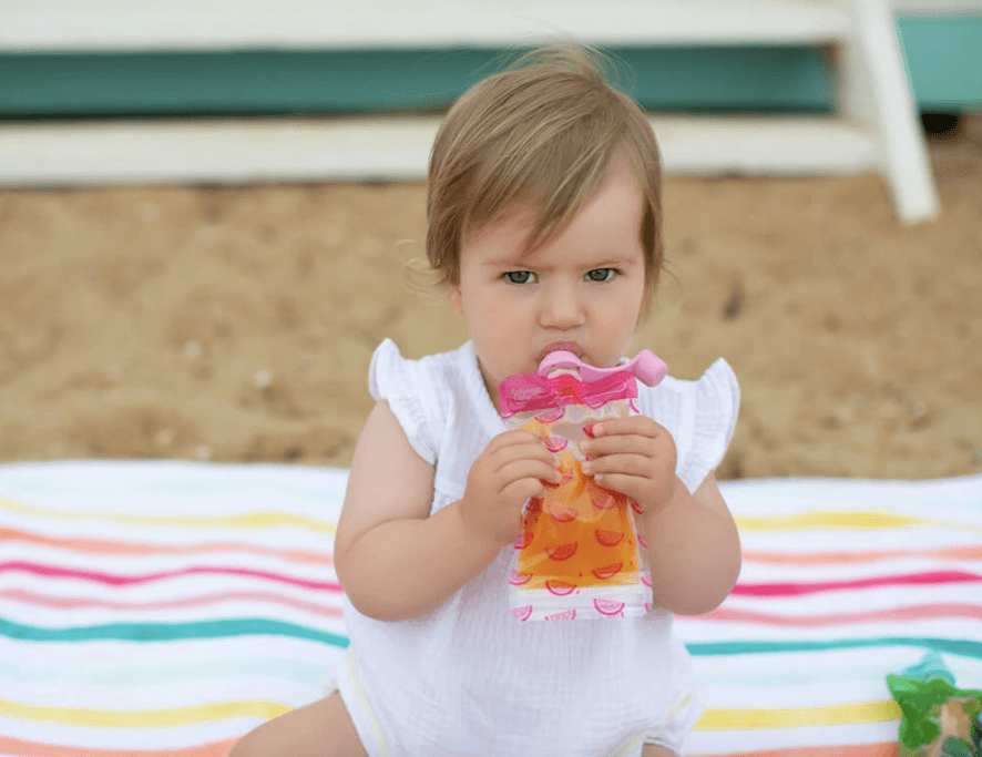 Cherub Baby Silicone Food Pouch Soft Spouts 2PK - Peach/Blush