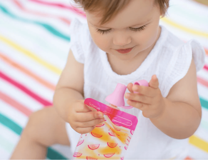 Cherub Baby Silicone Food Pouch Soft Spouts 2PK - Peach/Blush