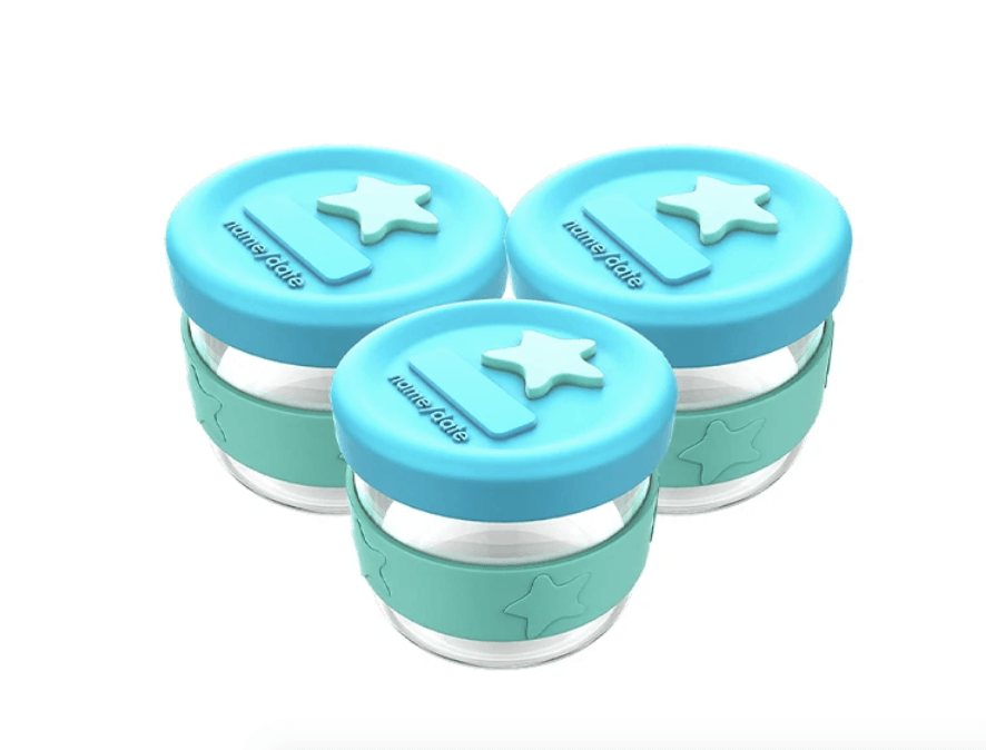 Cherub Baby Silicone & Glass Baby Food Storage 3PK 120ml - Aqua Mint