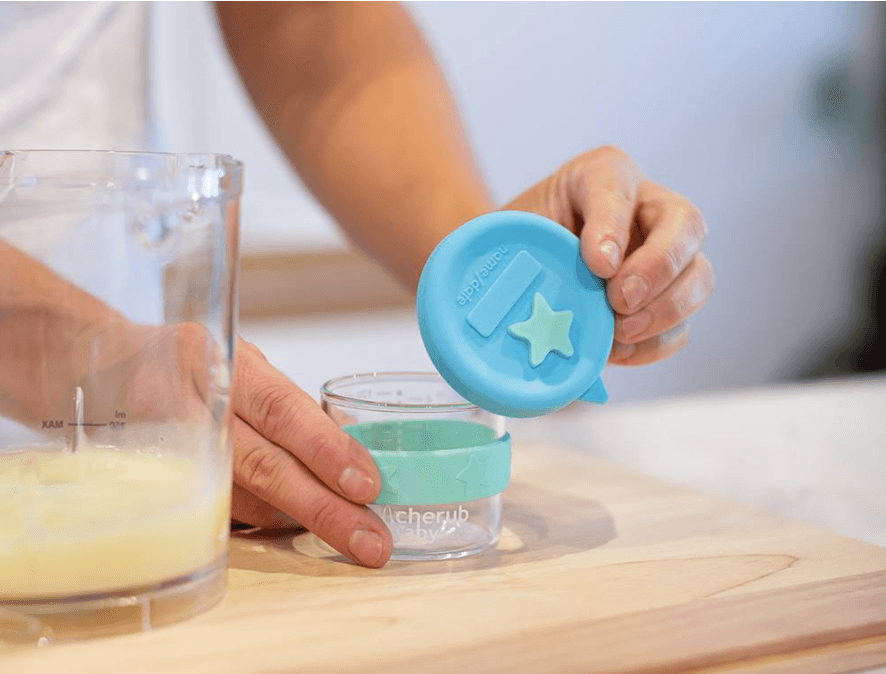 Cherub Baby Silicone & Glass Baby Food Storage 3PK 120ml - Aqua Mint