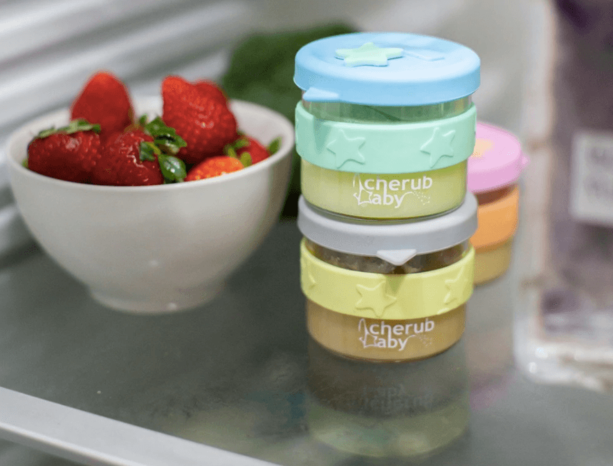 Cherub Baby Silicone & Glass Baby Food Storage 3PK 120ml - Aqua Mint