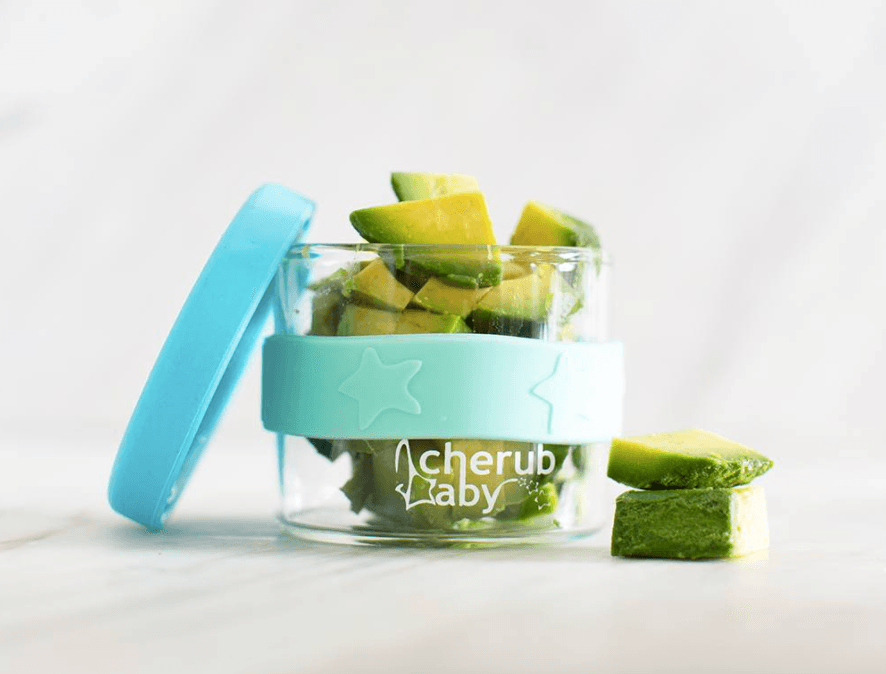 Cherub Baby Silicone & Glass Baby Food Storage 3PK 120ml - Aqua Mint