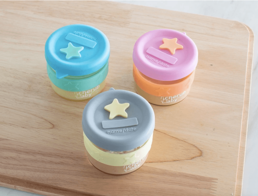 Cherub Baby Silicone & Glass Baby Food Storage 3PK 120ml - Aqua Mint
