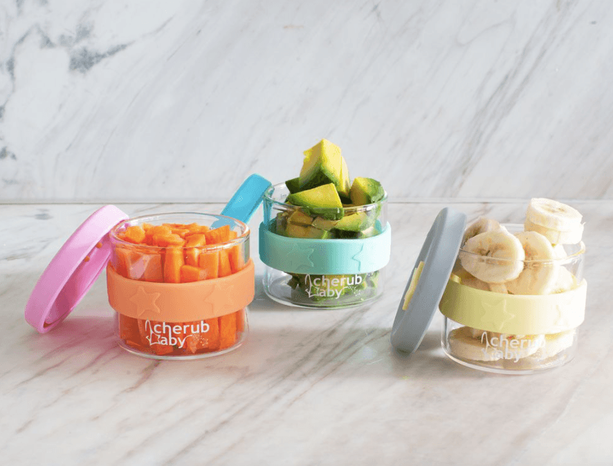 Cherub Baby Silicone & Glass Baby Food Storage 3PK 120ml - Aqua Mint