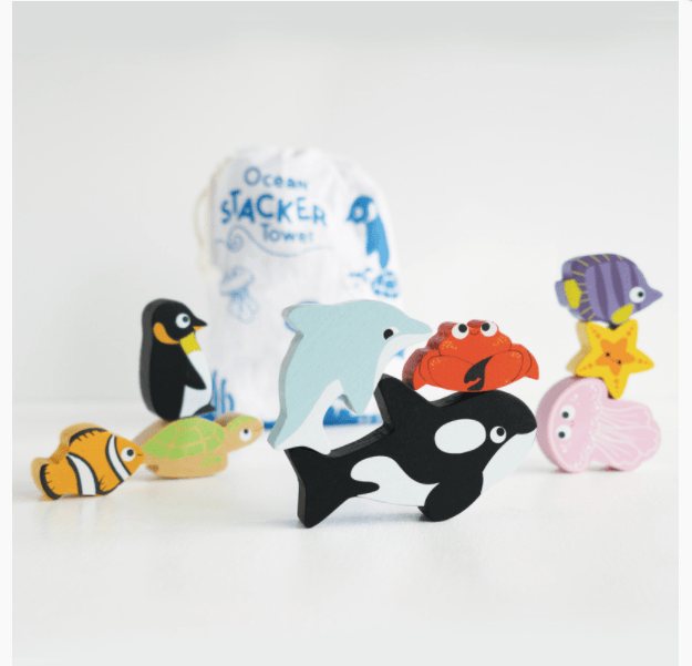 Le Toy Van Petilou Ocean Stacking Animals & Bag