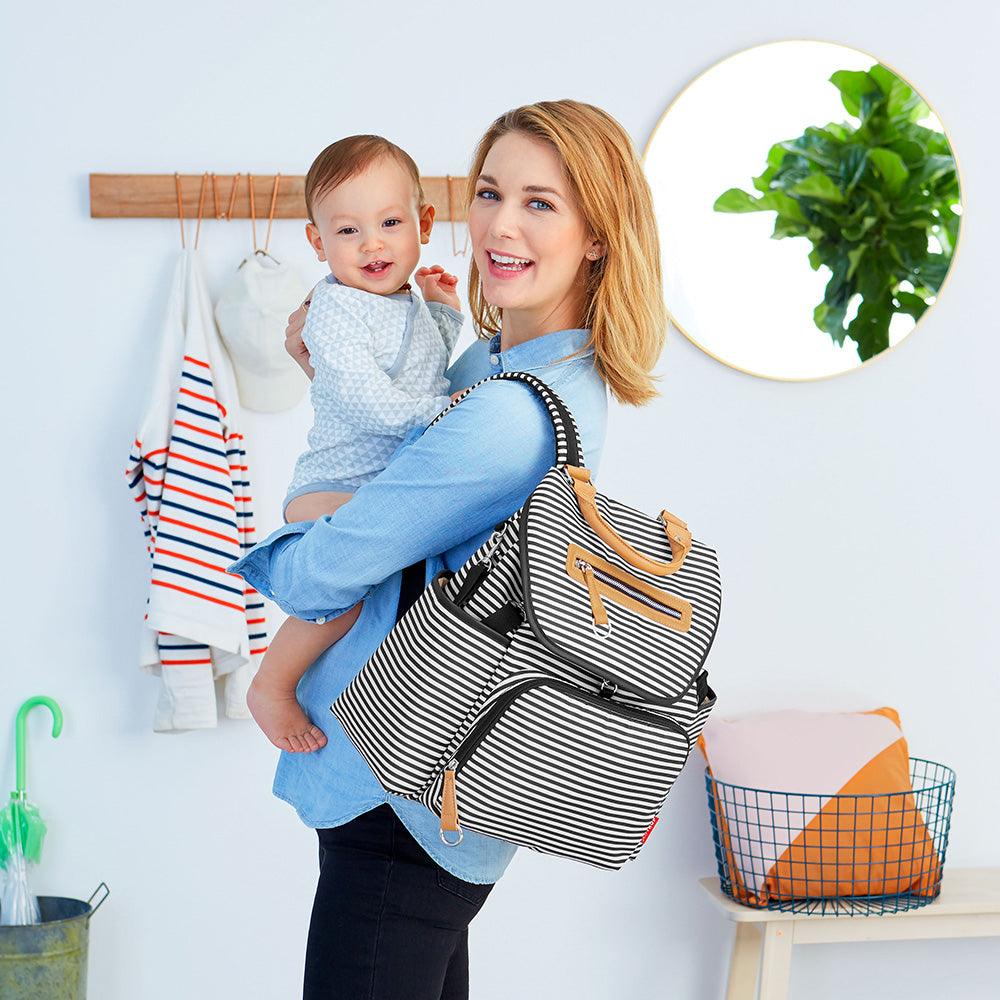 SKIP HOP Grand Central Diaper Backpack - Black Stripe