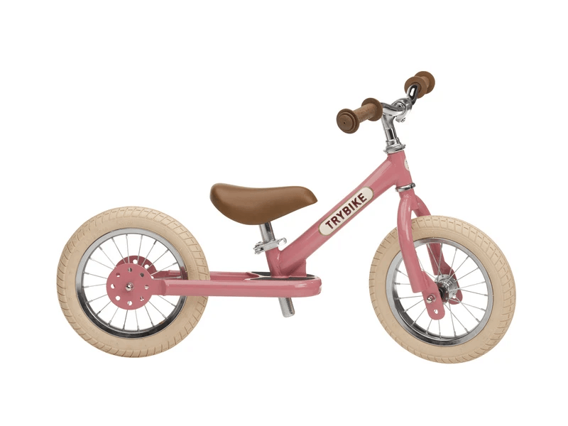 Trybike 2 in 1 Steel Balance Bike - Vintage Pink