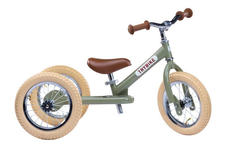 Trybike 2 in 1 Steel Balance Bike - Vintage Green