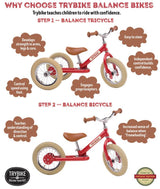 Trybike 2 in 1 Steel Balance Bike - Vintage Red