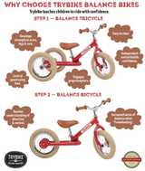 Trybike 2 in 1 Steel Balance Bike - Vintage Red