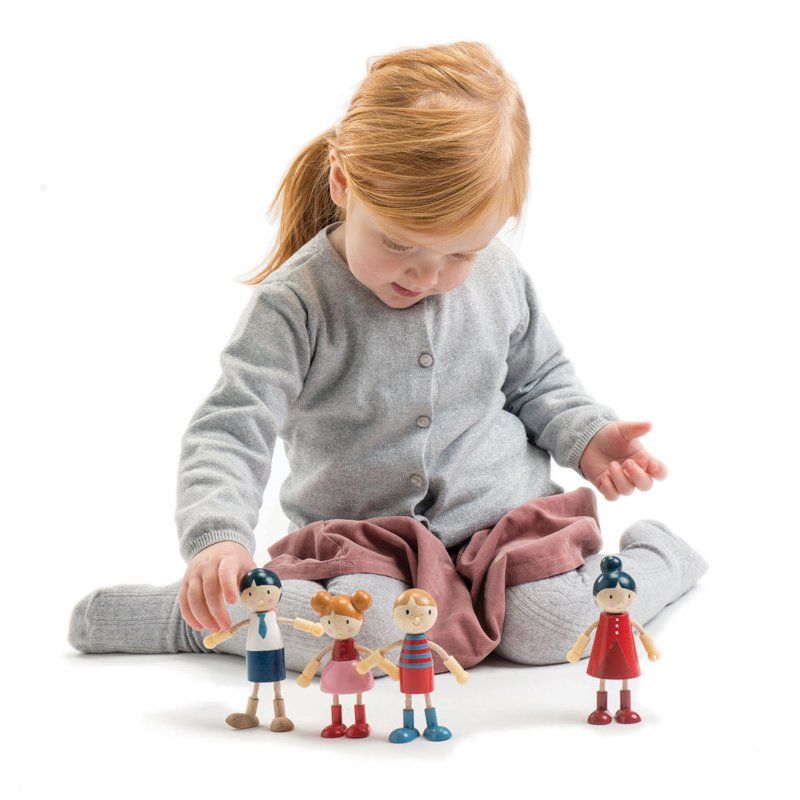 Tender Leaf Toys Wooden Doll Family with Flexible Arms and Legs