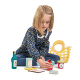 Tender Leaf Toys Grocery Callico Bag with Wooden Accessories