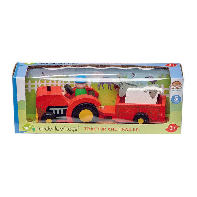 Tender Leaf Toys Wooden Tractor and Trailer