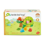 Tender Leaf Toys Wooden Tortoise Shape Sorter with Shapes