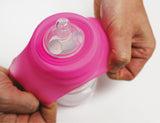 Cherub Baby Sippy, Straw and Teat Universal Silicone Stretch Lid Kit – Pink Orange
